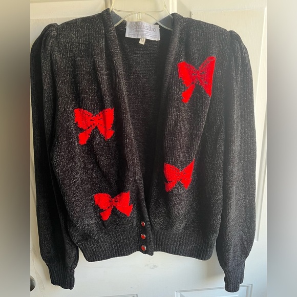 Vintage Exclusive by Emilio Rossi Women’s Super Soft Bow Pattern Cardigan Size M - Picture 1 of 7